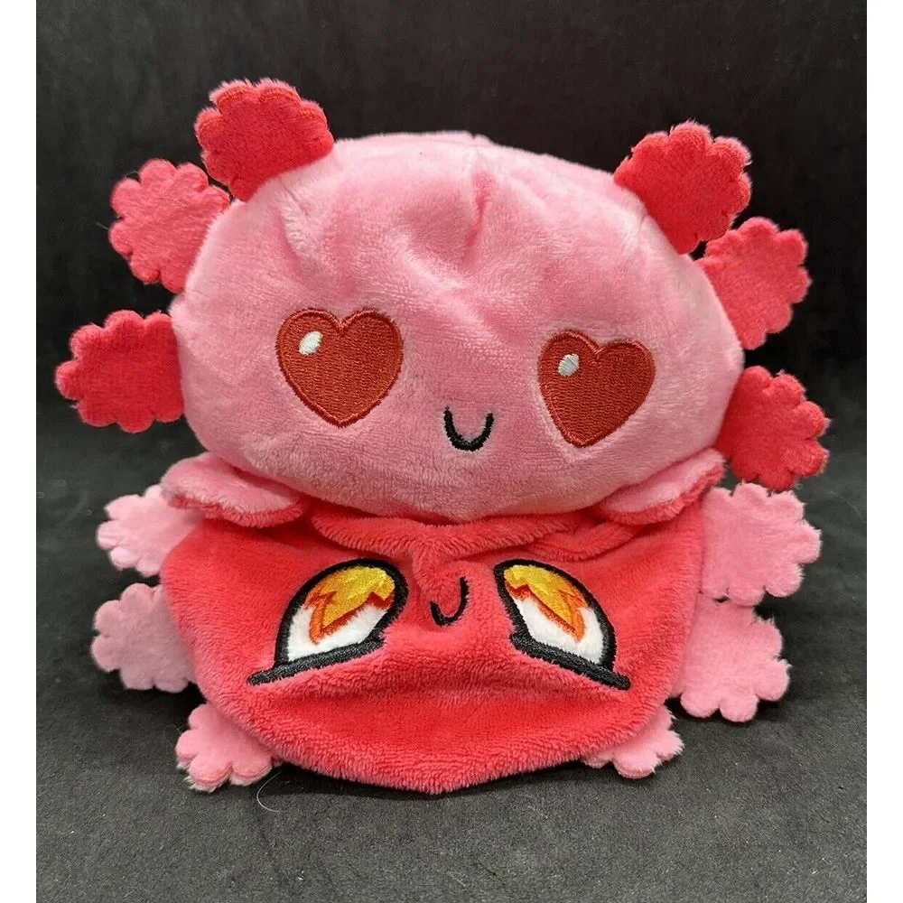 TeeTurtle Axolotl Reversible Plush Pink Heart Eyes Red Angry Fire Valentine 2021
